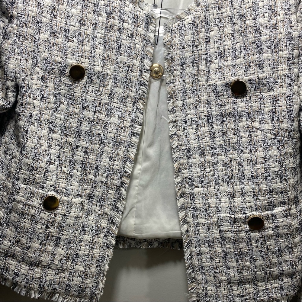 Express Tweed Gold Button Professional Jacket Blazer Small-Petite Office Career - Picture 6 of 10